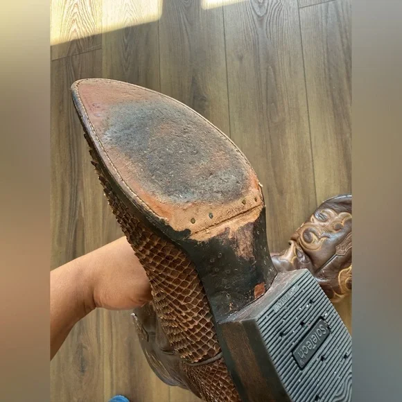 Savoia Boot  Brown Python Leather Western Boot Men 9 - Picture 5 of 7